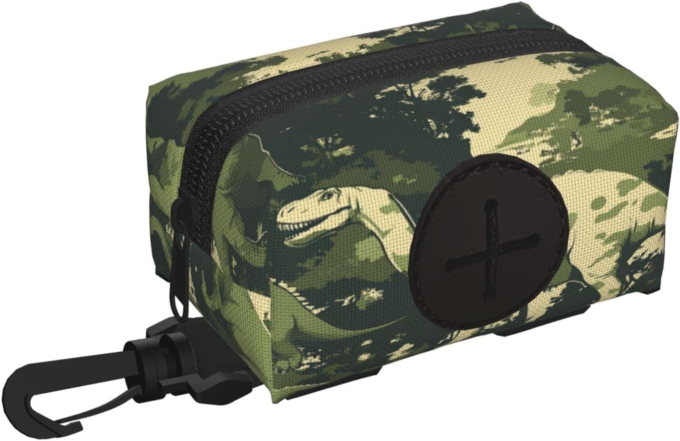 Dog Poop Bag Holder for Leashes - Lightweight Pet Waste Bags Dispenser Doggy Zippered Pouch for Puppy Walking Accessories(Dinosaur Camouflage)
