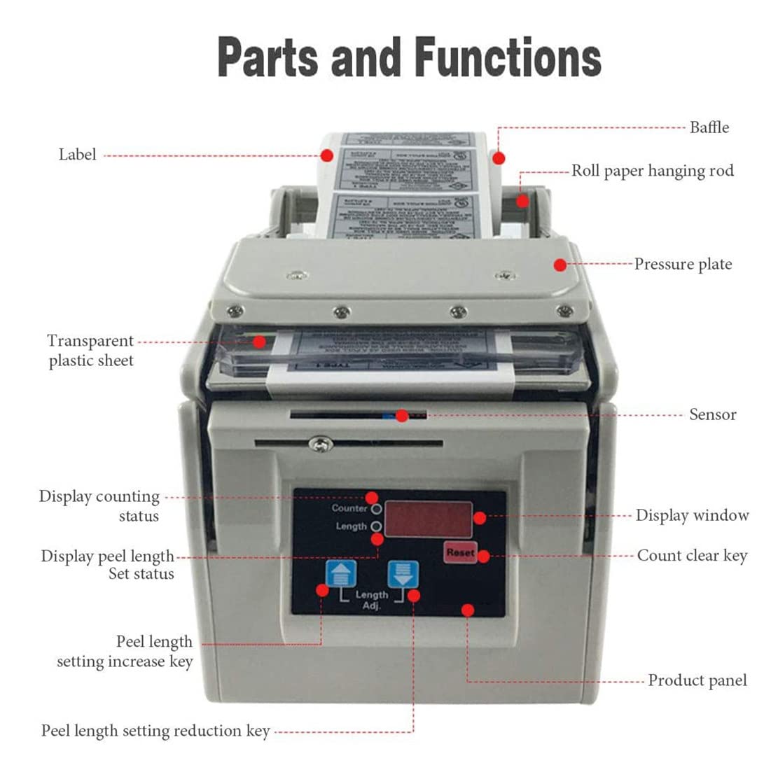Distributeur d'étiquettes automatique, éplucheur d'étiquettes électrique, fonction de mémoire de compteur automatique réglable 1-10 m/min pour l'usine
