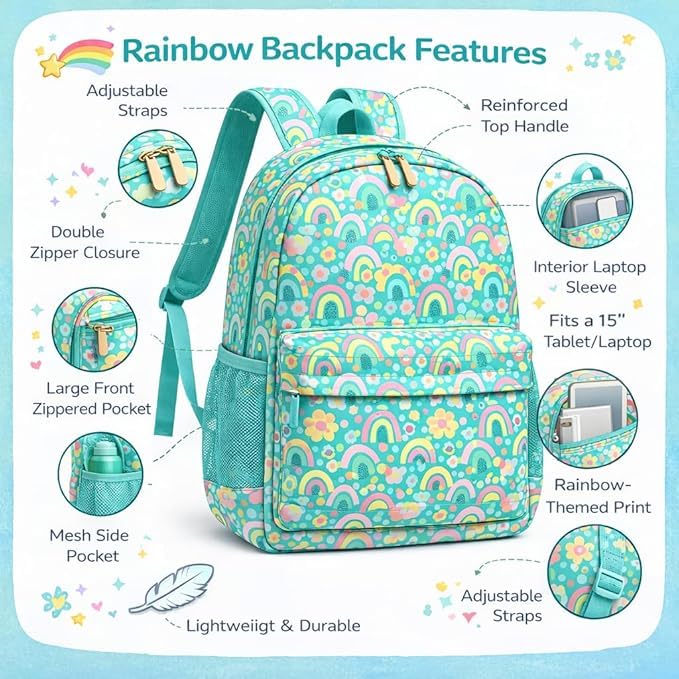 Image of College bag for girls and boys, Office Bag for Men & Women, 15.6 Inch Laptop Backpack, Water Resistant & Lightweight School and Tuition Bag, 2 Compartments with Bottle Holder