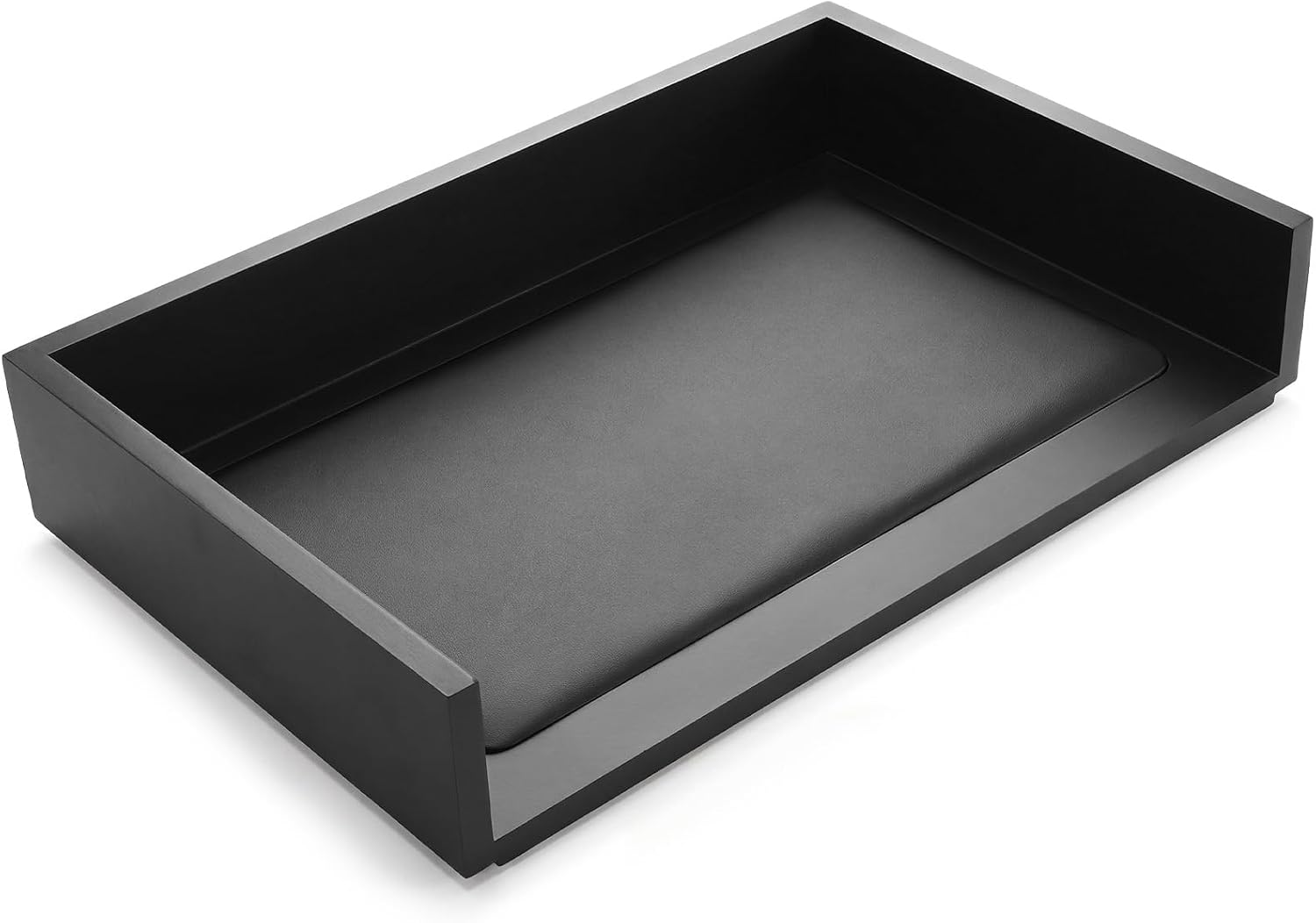Novabright Wood Legal Size Letter Tray with Leather Surface 16.4”x10.6” Black Front Load Paper Tray Stackable Wooden Document Organizer for Office Home Desktop Magazine, Folders, Mail, File Holder Novabright Wood Legal Size Letter Tray with Leather Surface 16.4”x10.6” Black Front Load Paper Tray Stackable Wooden Document Organizer for Office Home Desktop Magazine, Folders, Mail, File Holder