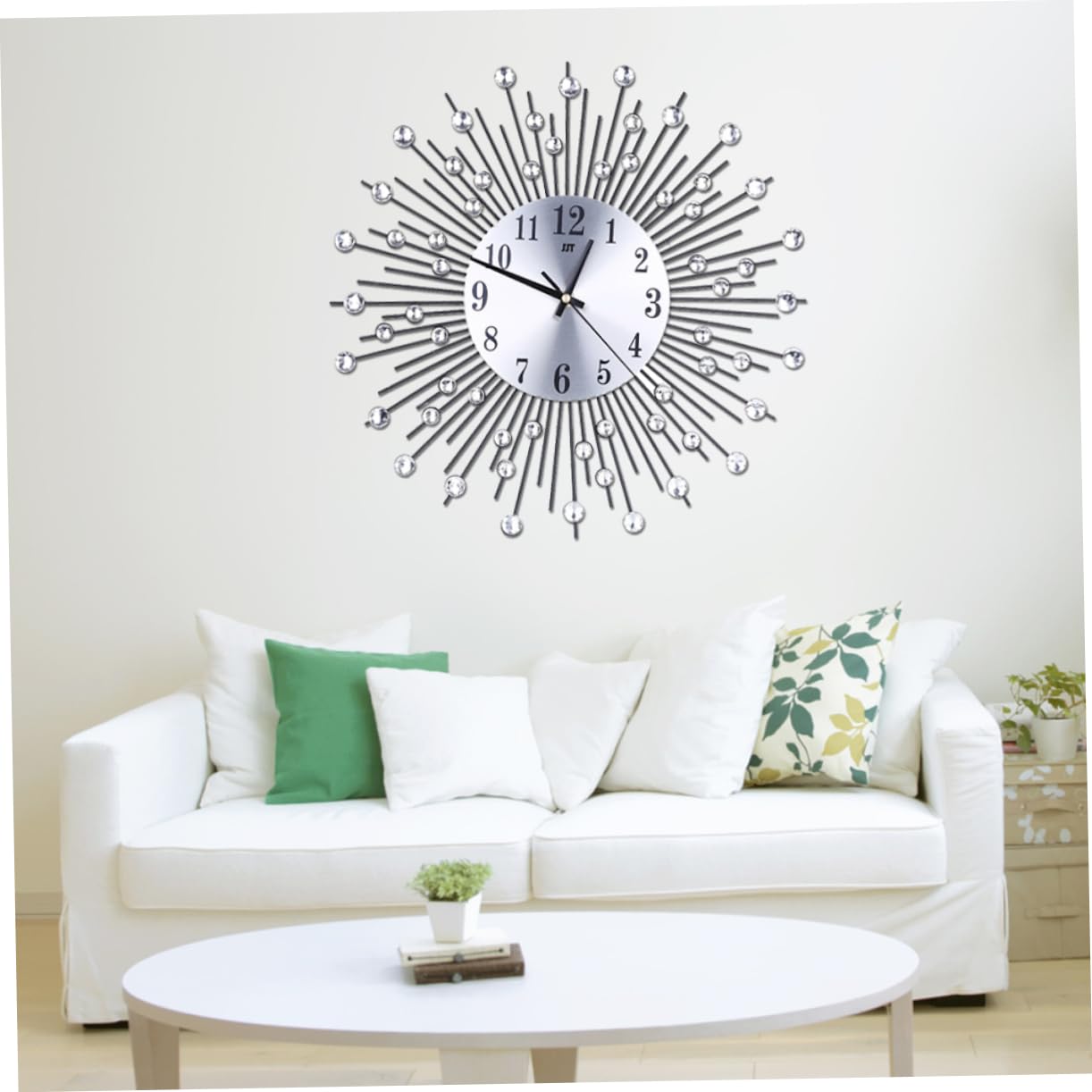 Cabilock Reloj de Pared Moderno Gemas Silencioso Decorativo de Hierro para Sala de Diseño Elegante para