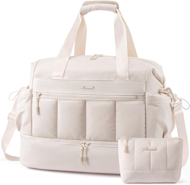 Travel Duffel Bag, Gym Bag for Women, Large Weekender Overnight Bags with Shoe Compartment, 38L Carry on Gym Hospital Bag with Wet Pocket, 2 Pcs