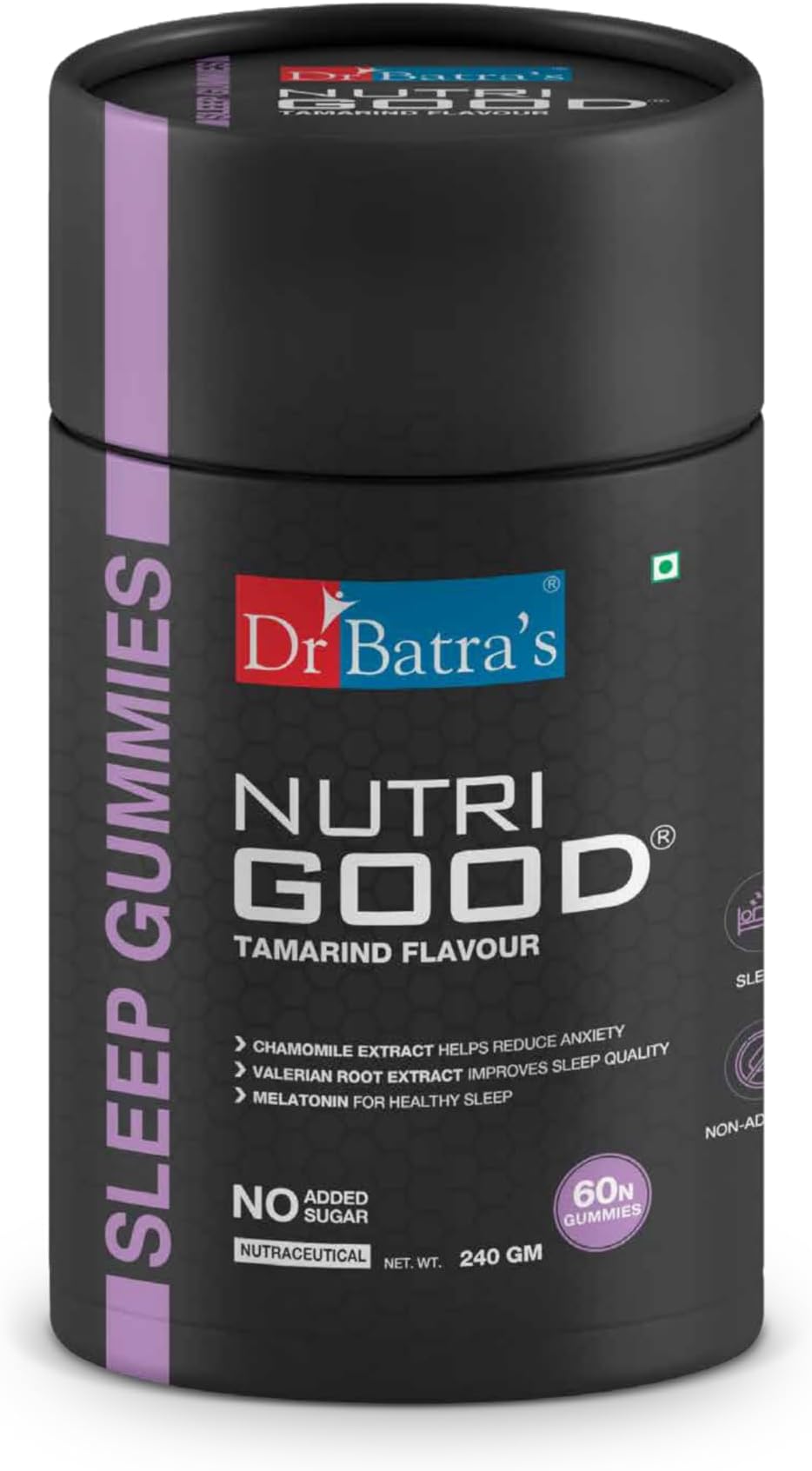 Dr Batra's Nutrigood Melatonin Gummies for Deep Sleep Support with L-Theanine & Chamomile to Wake Up Fresh - Pack of 60 Gummies
