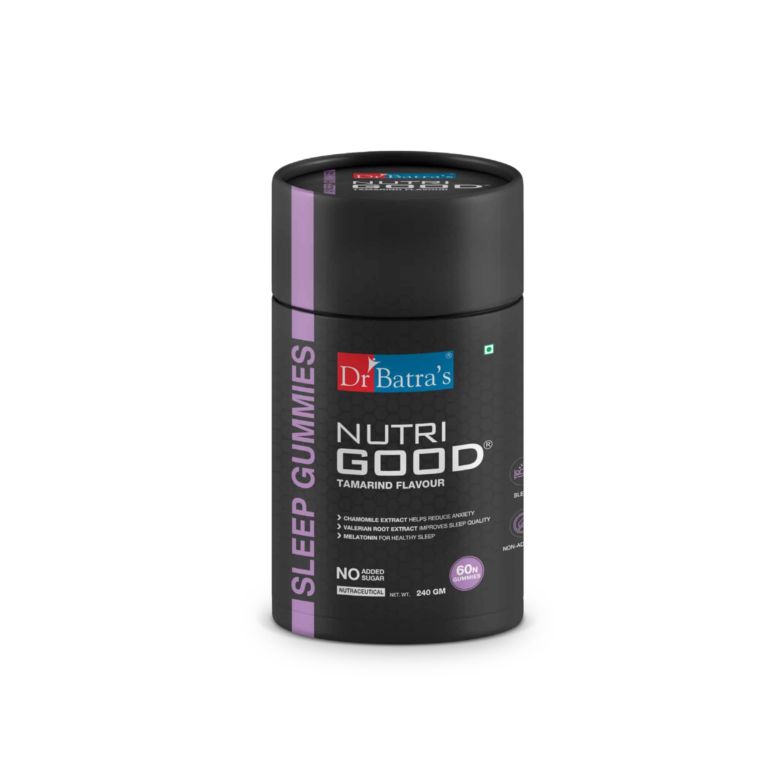 Dr Batra's Nutrigood Melatonin Gummies for Deep Sleep Support with L-Theanine & Chamomile to Wake Up Fresh - Pack of 60 Gummies