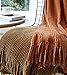 CREVENT Boho Chenille Throw Blanket for Couch Sofa Chair Bed Home Decoration, Super Soft Warm Cozy Knit Blanket for All Season (50''X60'' Coffee/Prairie Sand)