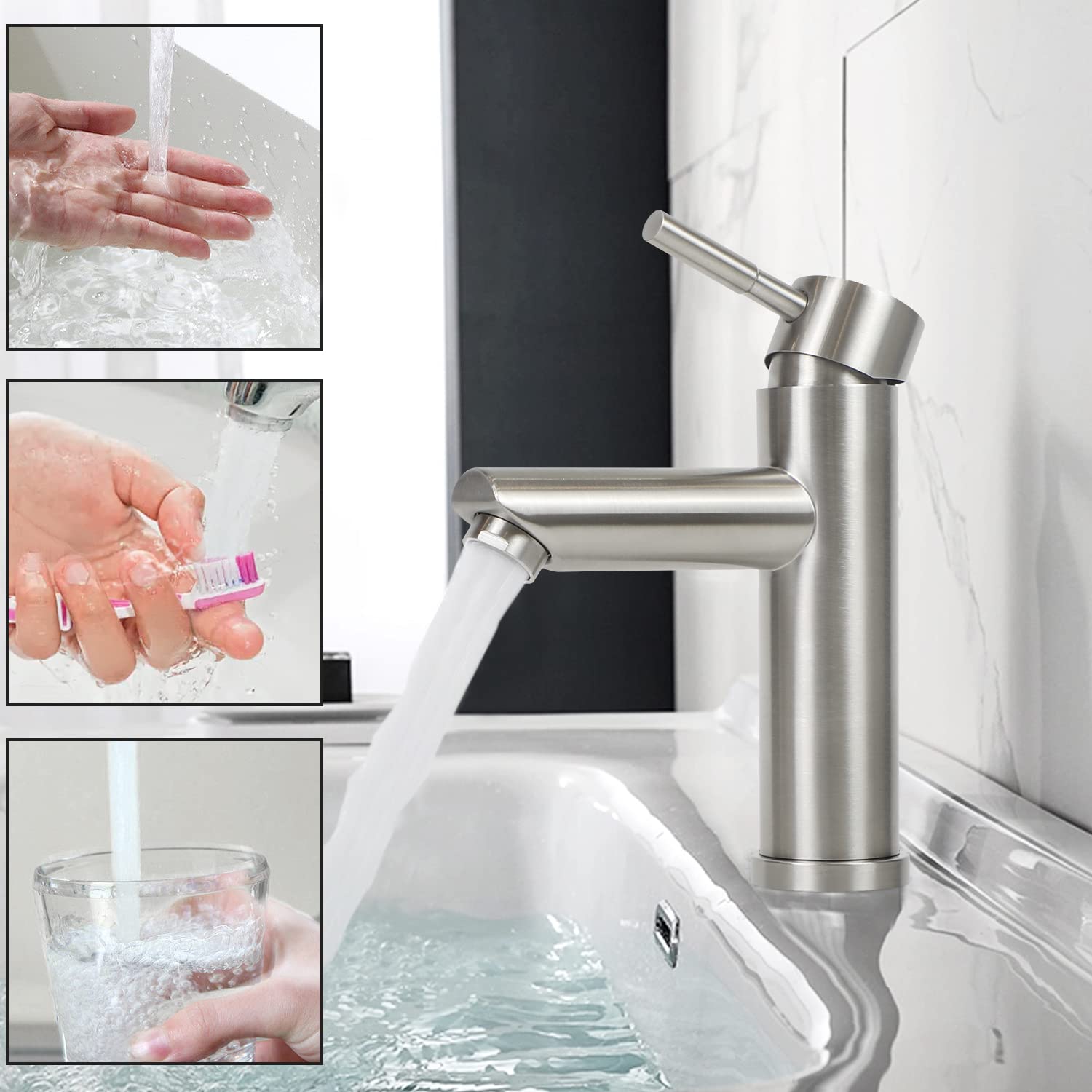 Robinet Salle de Bain Robinet Lavabo - Cascade Moderne Design Elégant Robinetterie Chromé Mitigeur en Inoxydable Eau Chaude et Froide Disponible