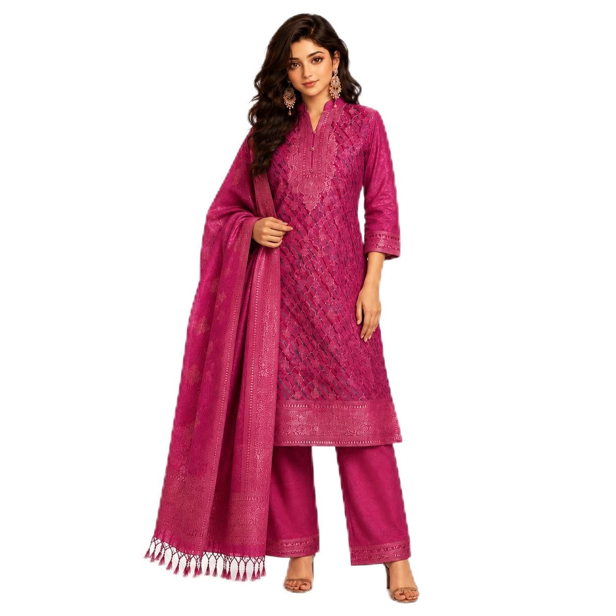 Women's Premium Kashmiri Kani Woolen Salwar Suit Set | Designer Unstitched Winter Dress Material with Rich Zari Woven Shawl | Elegant Ethnic 3-Piece Suit for Festive, Wedding, Party-image-21