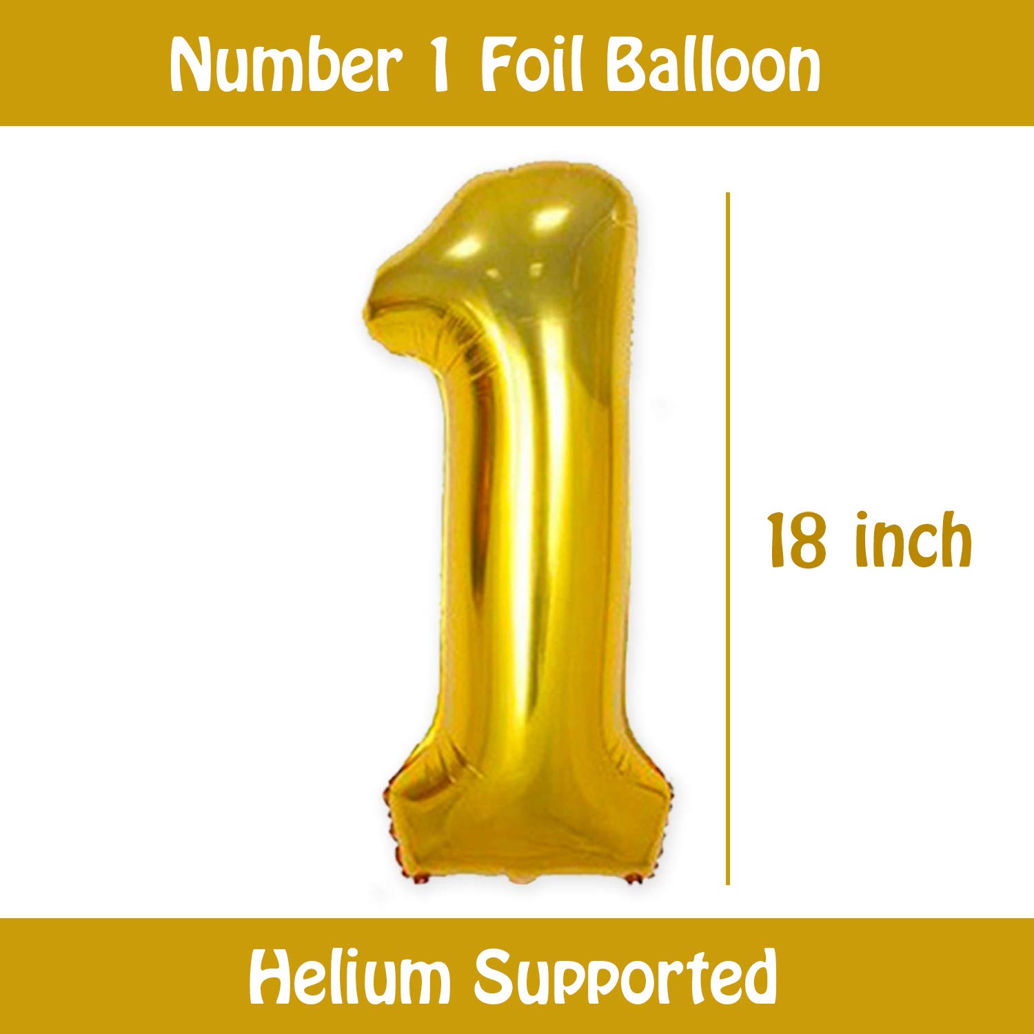 Party Propz Set of 6-1 number Foil Balloons with Gold confetti balloons for Kids 1st birthday decoration 1
