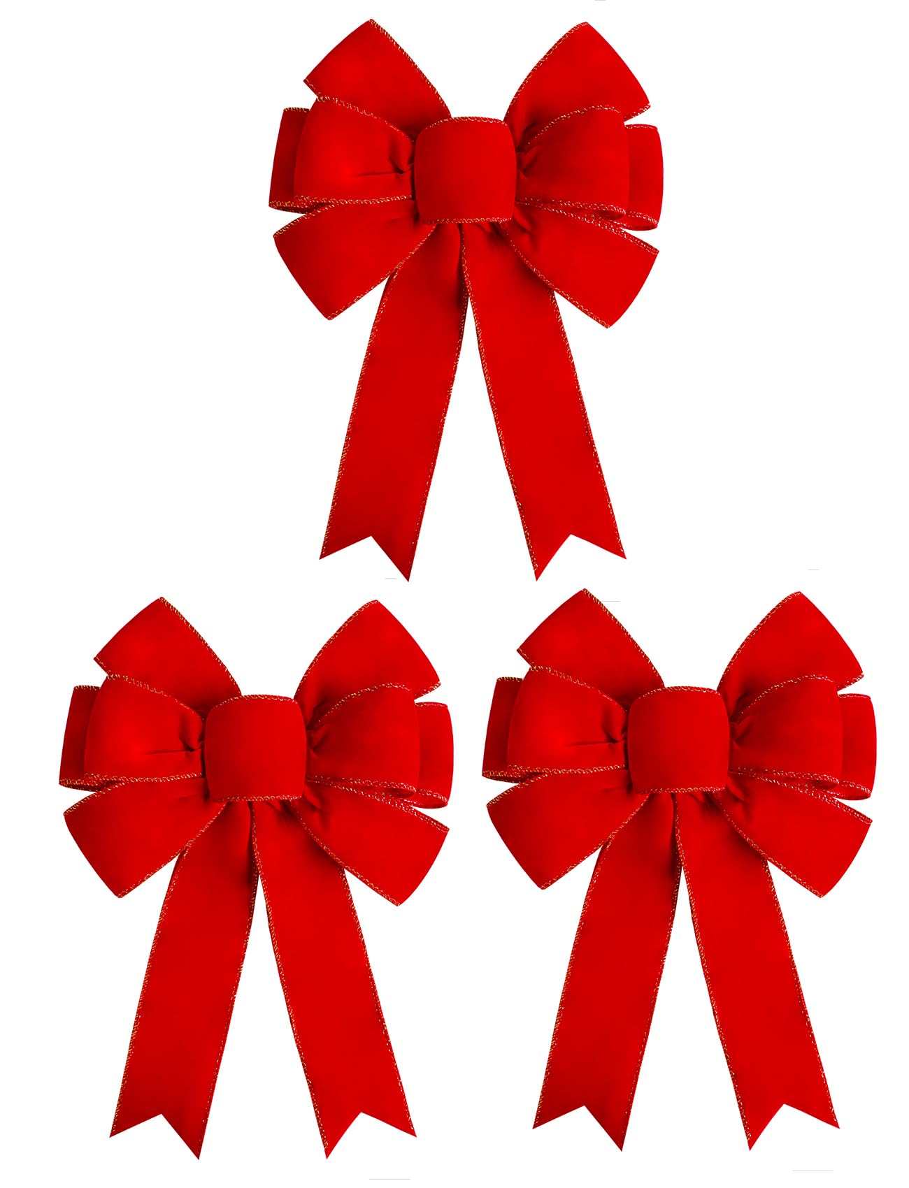Satenwie 3 Packs Red Christmas Bows Large Velvet Bow for Wreaths, Tree, Outside Decorating, Outdoor (12 * 14 inch)