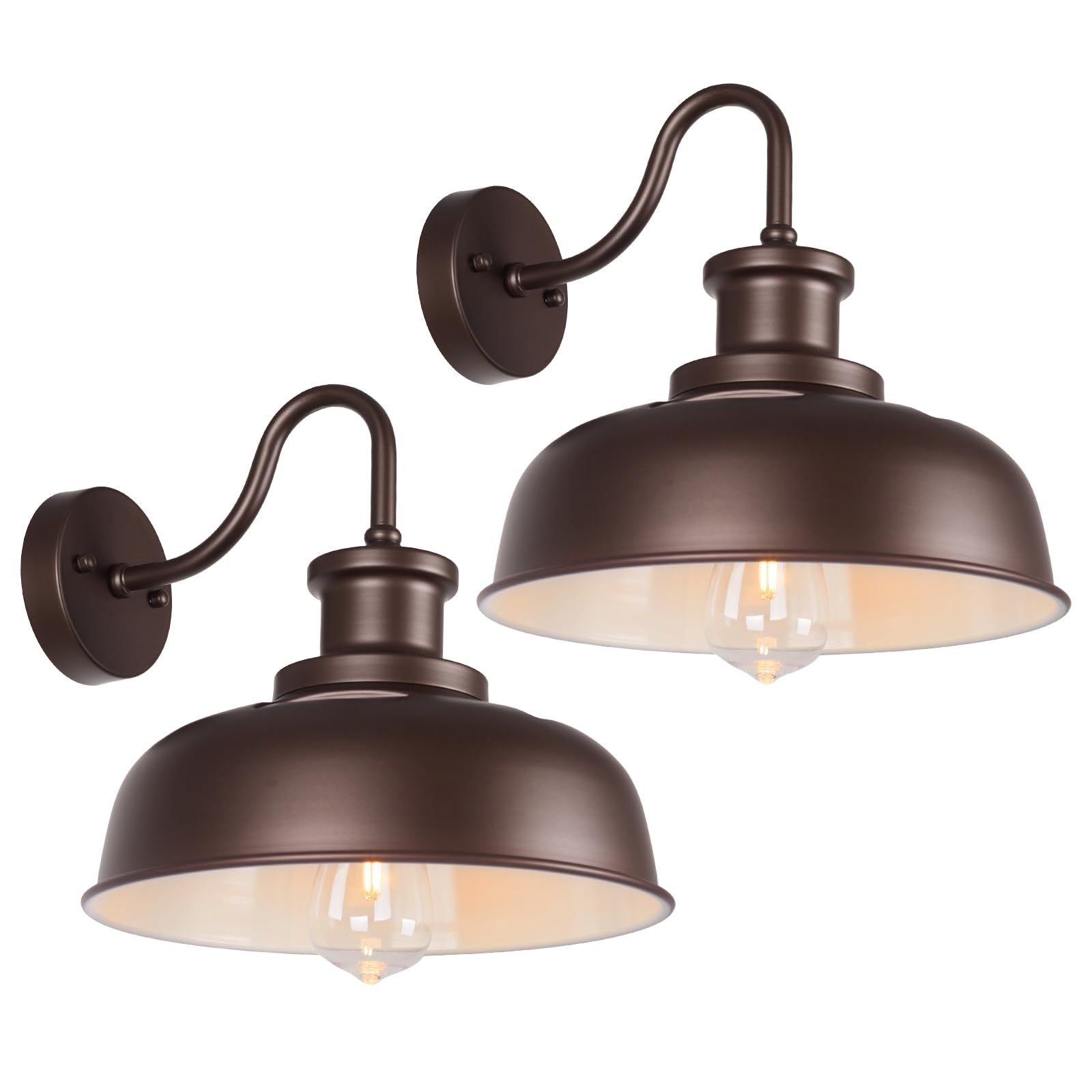Photo 1 of Diyel Solar Barn Lights for Outside, Outdoor Wall Light Solar Powered, Farmhouse Exterior Wall Sconce, Industrial Outside Lighting Fixture, Rustic Bronze White Lanterns for Barn Shed Coop Garage Patio
