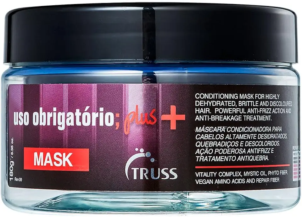 Truss Máscara Uso Obrigatório Plus+ | Reconstrução e Nutrição Profunda para Cabelos Fragilizados | 180g