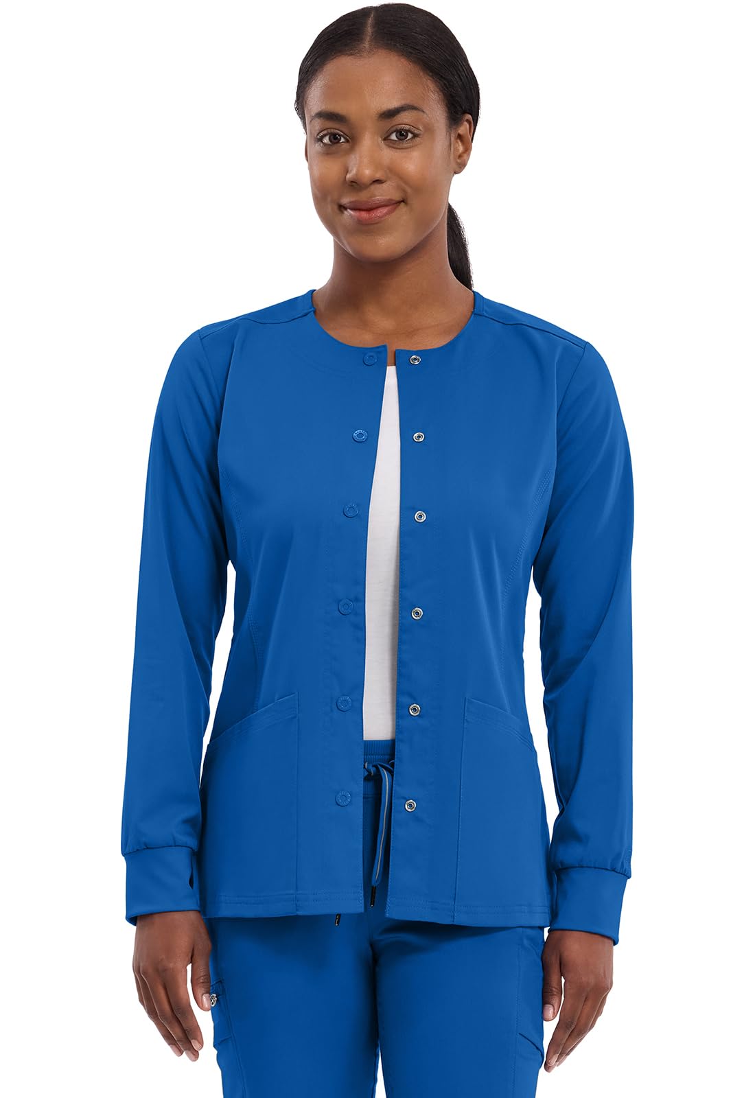 Healing Hands Women's Snap Front Scrub Jacket Daisy 2-Way Stretch Uniform 5063