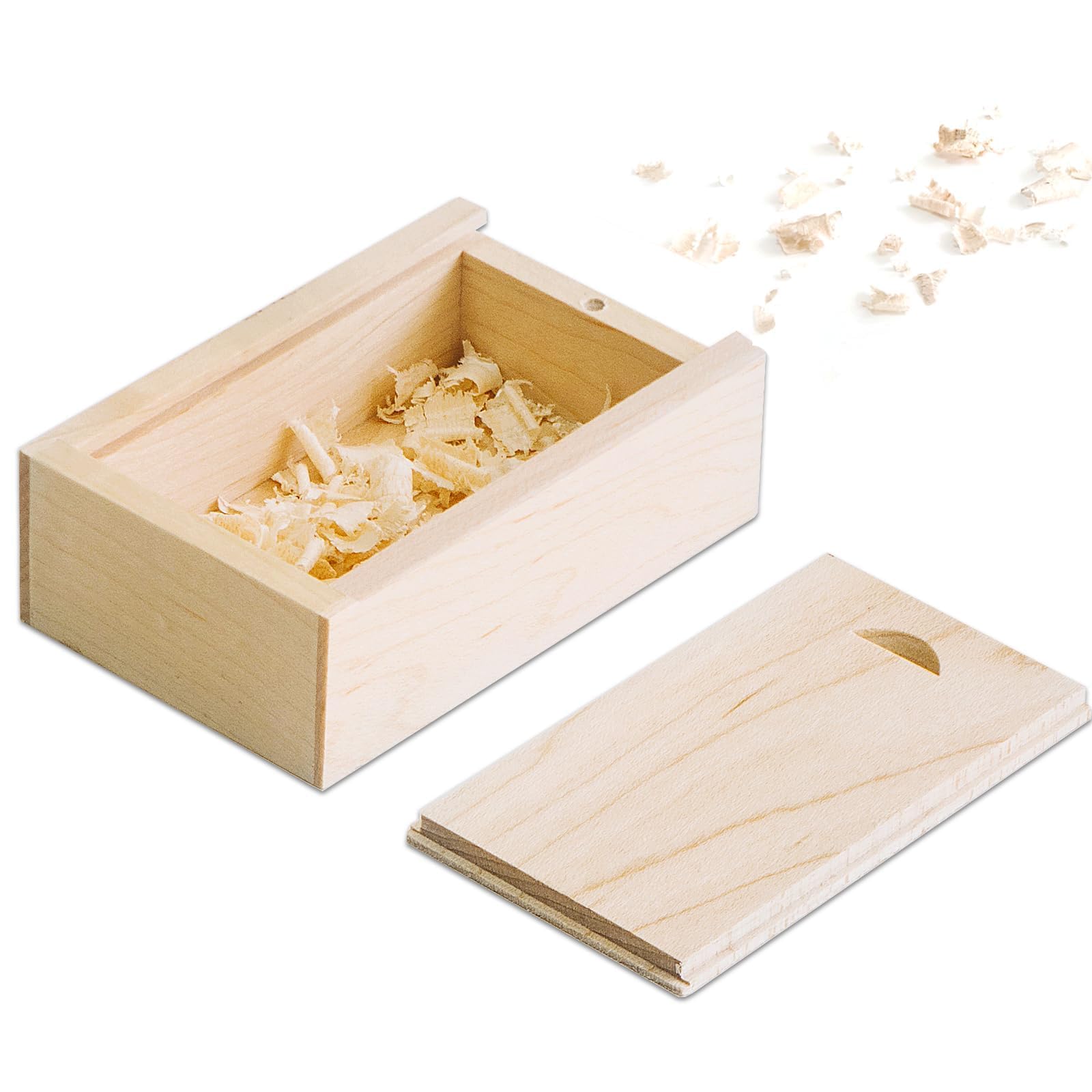 Boîte en bois d'érable naturel pour clé USB, écrin artisanal de rangement élégant