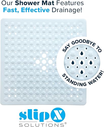 Miniatura 5 de SlipX Solutions - Alfombrilla cuadrada para ducha que proporciona una resistencia fiable a los deslizamientos (lados de 21 pulgadas, 160 ventosas,