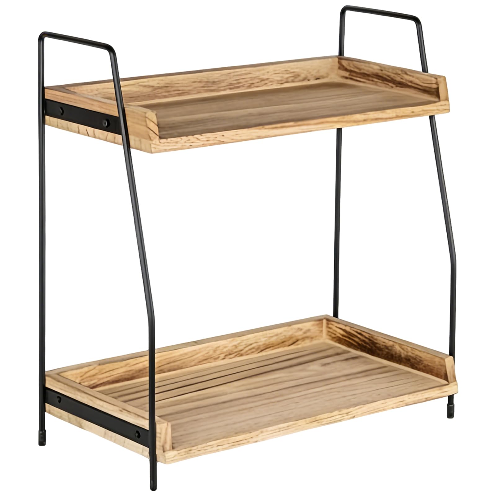 YueXing Coffee Station Organiser, 2-Tier Wood & Iron Shelf for Kitchen Counter – Space Saving Storage for Coffee Bar, Mugs, Spices, Home & Office