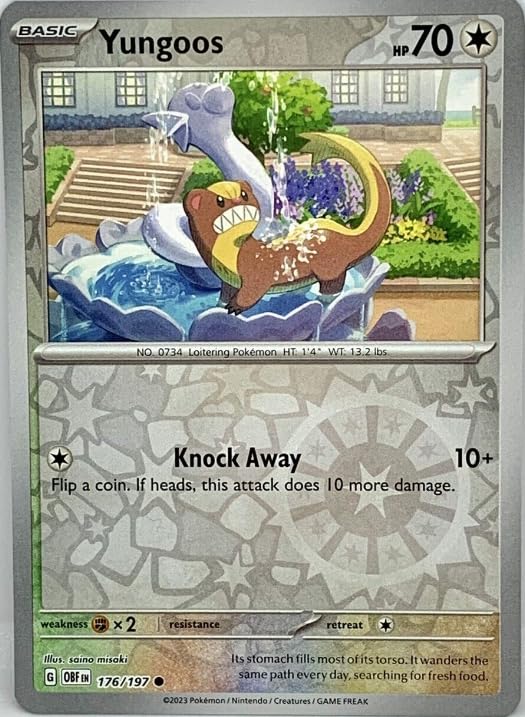 yungoos pokemon card value Amazon.com: Yungoos -176/197 - Obsidian Flames - Reverse Holo