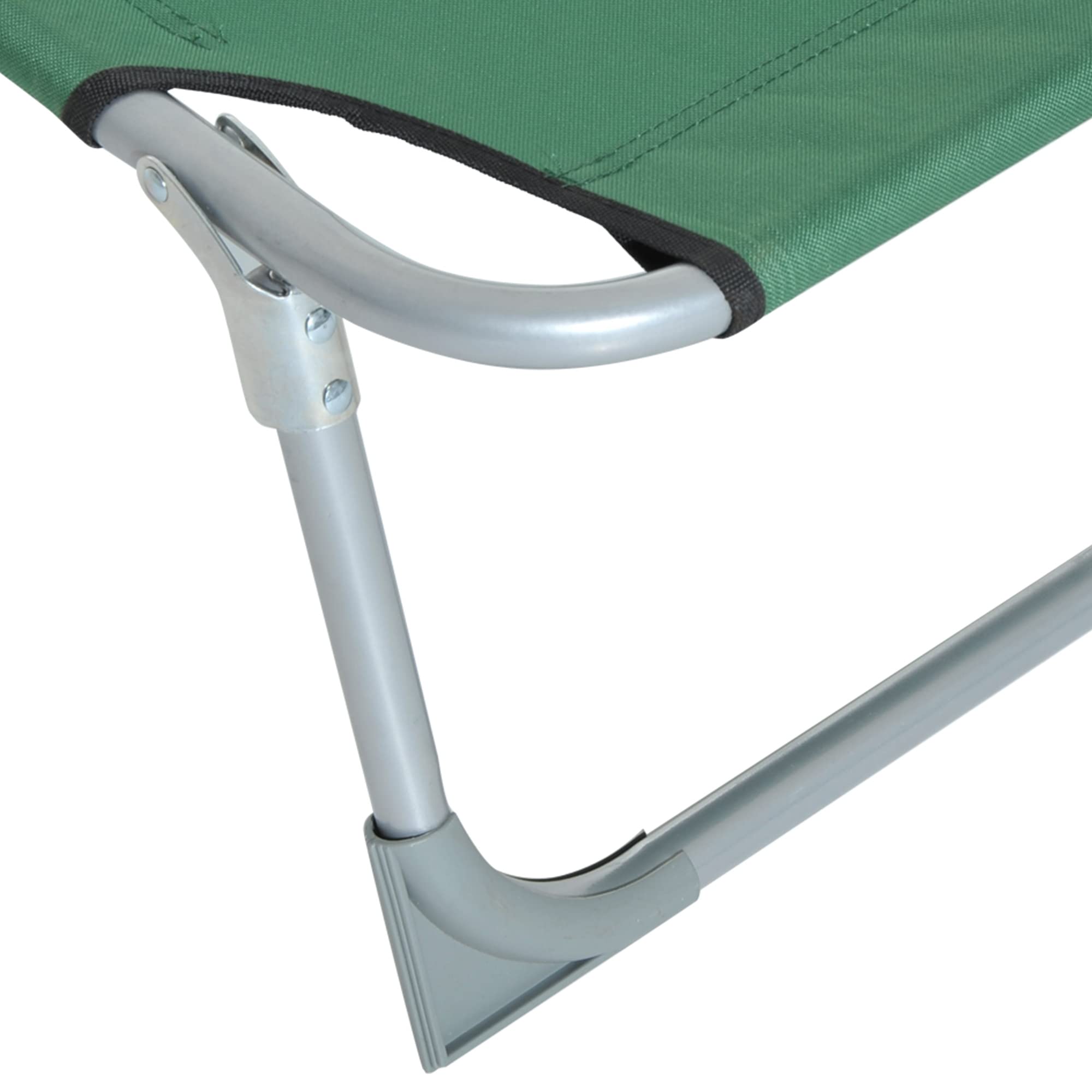 Outsunny Cama Plegable para Camping Cama Portátil con Altura Ajustable en 4 Niveles Carga 120 kg y Marco Metálico para Playa Piscina 187x58x30cm Verde