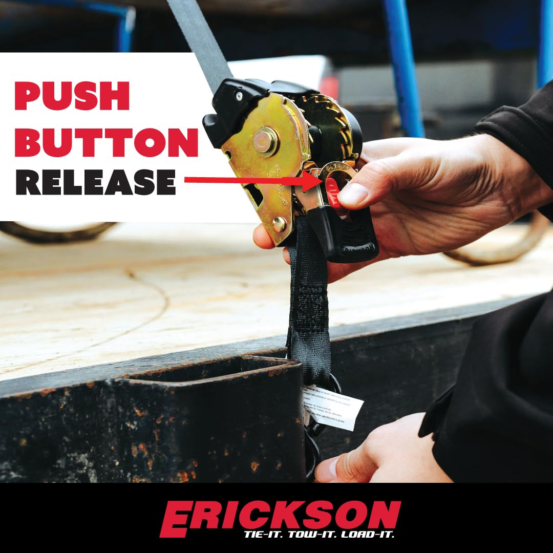 Erickson Pro Series Cinghie A Cricchetto Retrattili 2,5 Cm X 1,8 M, Capacità 680 Kg, Confezione Da 2, Per Moto E Carichi Leggeri