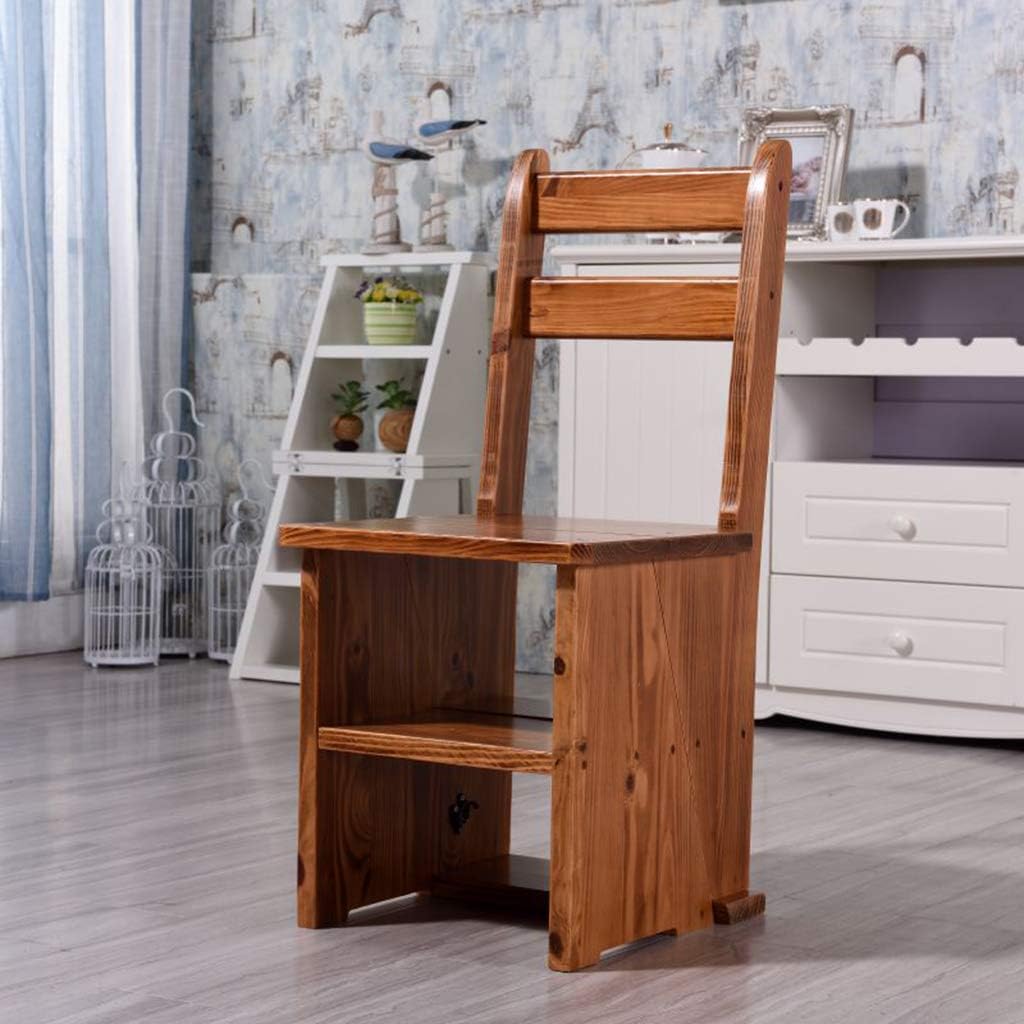 Moveable 4 Steps Ladder Kitchen High Stool Bench Solid Wood Multifunction Staircase Chairs for Adults Folding Flower Rack Storage Shelf,2 Color Optional