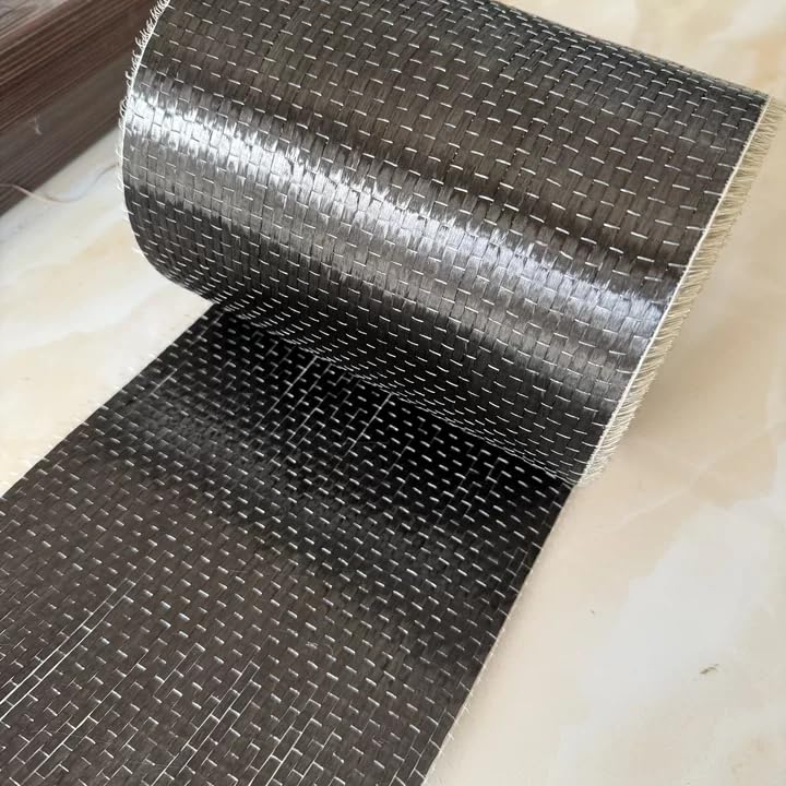12K 8"/20cm Width 200gsm 3.4Gpa Carbon Fiber UD Uni-Directional Cloth Fabric Tap High Strength Repair Material (Wide 20cm, 1m)