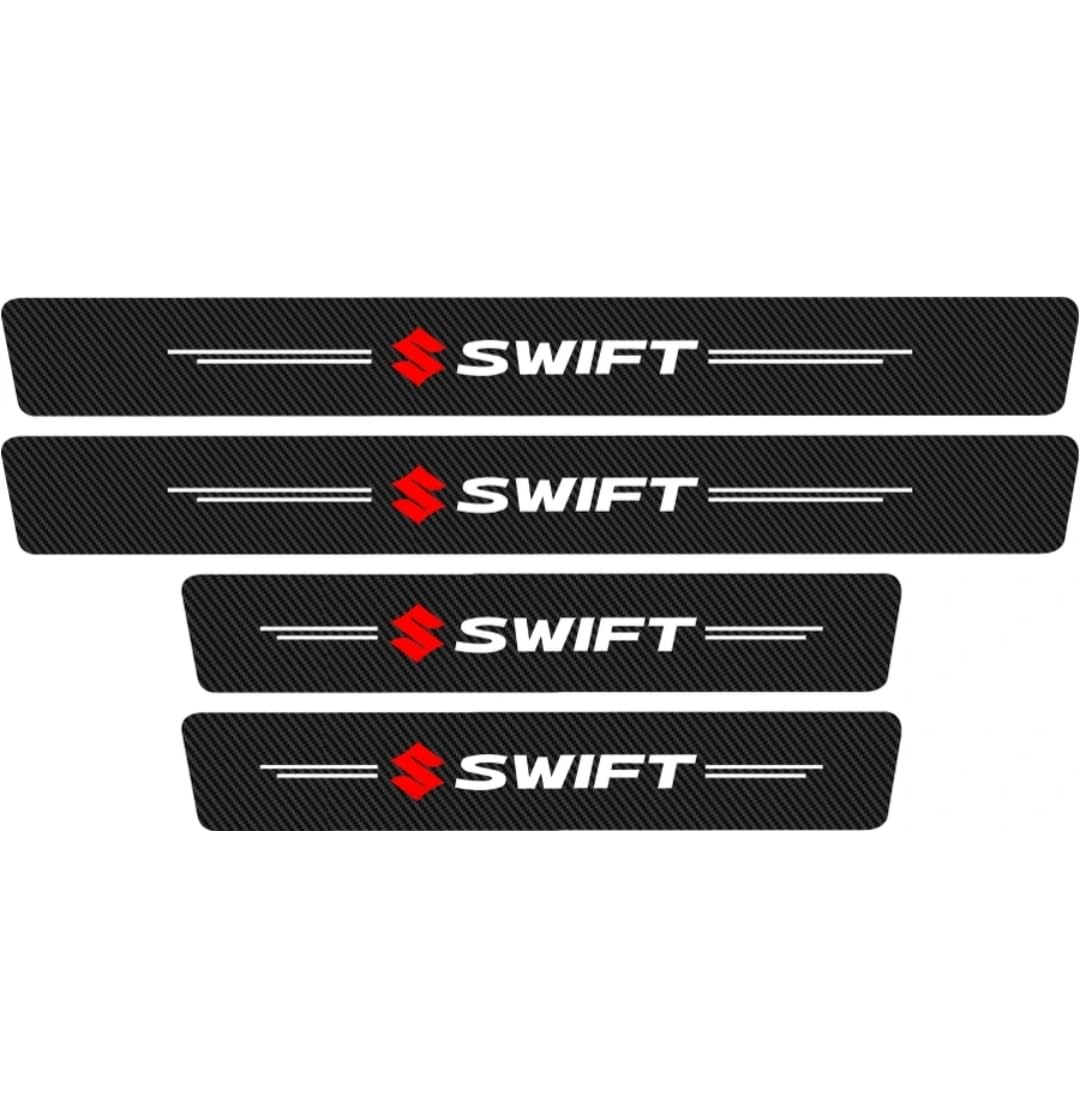 Car Door Sill Protectors Compatible for Swift 4 Pcs Reflective Carbon Fiber Vinyl Threshold Sticker Decorative Car Door Scuff Plate,Anti-Scratch, Anti-Dirty, Waterproo (Pack of 4)-picture-29