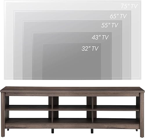 Miniatura 2 de WAMPAT Soporte de TV LED para TV de 75 pulgadas con luz LED amarilla, centro de entretenimiento negro para mesa consola de TV de 80 pulgadas con 6