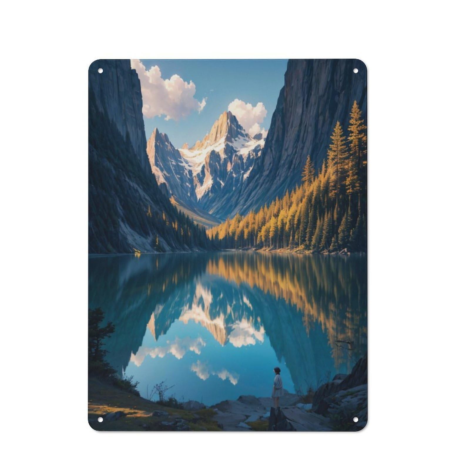 Retro Beautiful Fantasy Lake Metal Gift Sign 40x30cm, Home Wall Decor for Flat, Dorm Room, Lounge Or Cafe