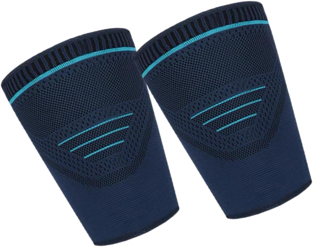 2pcs Men’s Running Compression Leg Sleeves Thigh Sleeve Sports Leg Protector Navy Medium for Basketball and Cycling