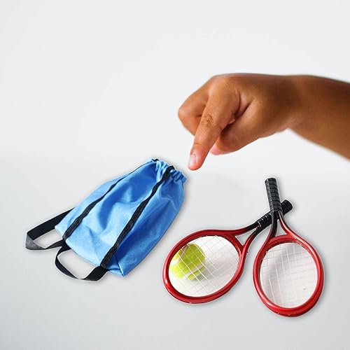 Miniatura 6 de Juego de raqueta y pelota de tenis en miniatura 16 en miniatura, accesorios de decoración de casa de muñecas en miniatura, modelo de decoración de