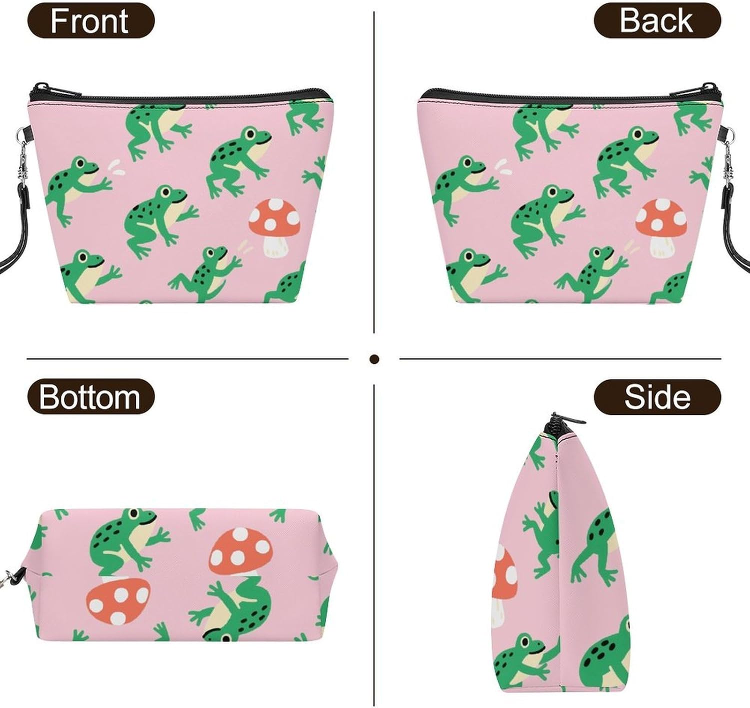 Frog And Mushroom Travel Makeup Bag Large Capacity Toiletry Bag image 3