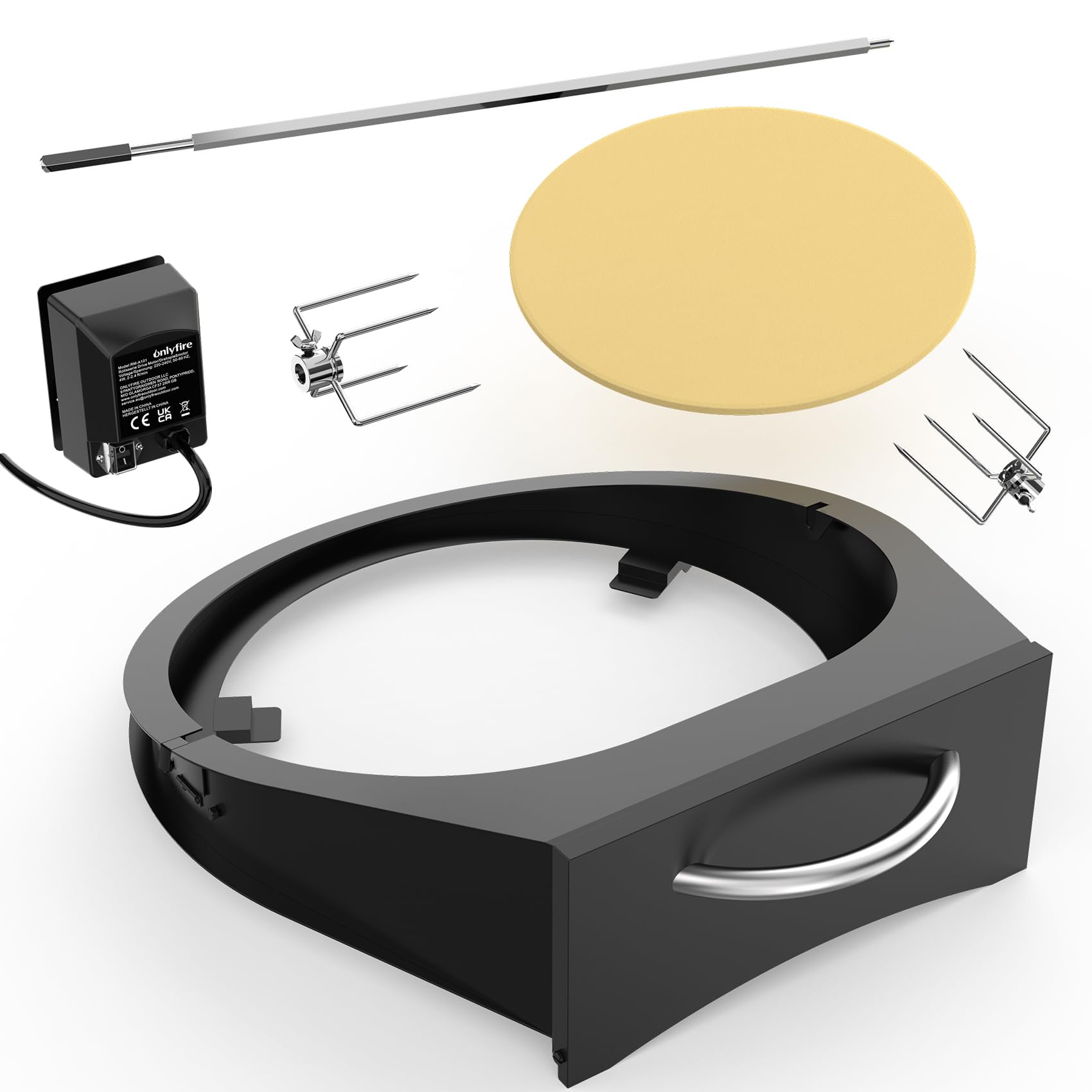 Onlyfire Kit forno per girarrosto e pizza per griglia grande in ceramica a forma di uovo verde