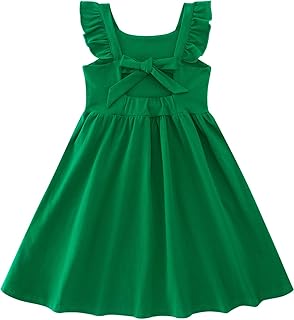 Little Girls Tie Back Dress Kids Vintage Sundress Casual Sleeveless Dresses 3-7 Years - Buy now