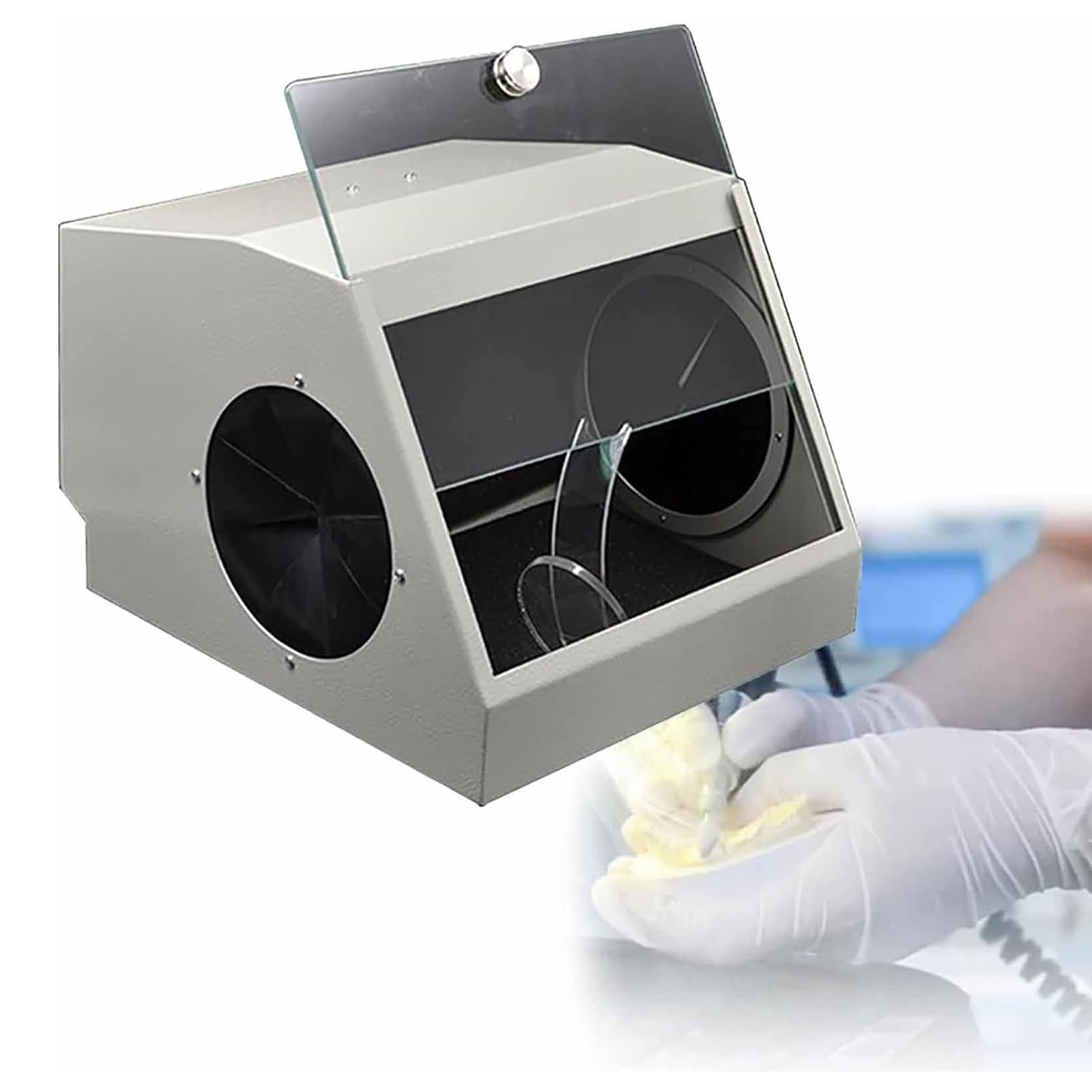 Modular Blast Cabinet, 5500k LED Light Source Dental Lab Dust Box With Air Extraction and Filter Device, Dust Will Not Escape During Sandblasting