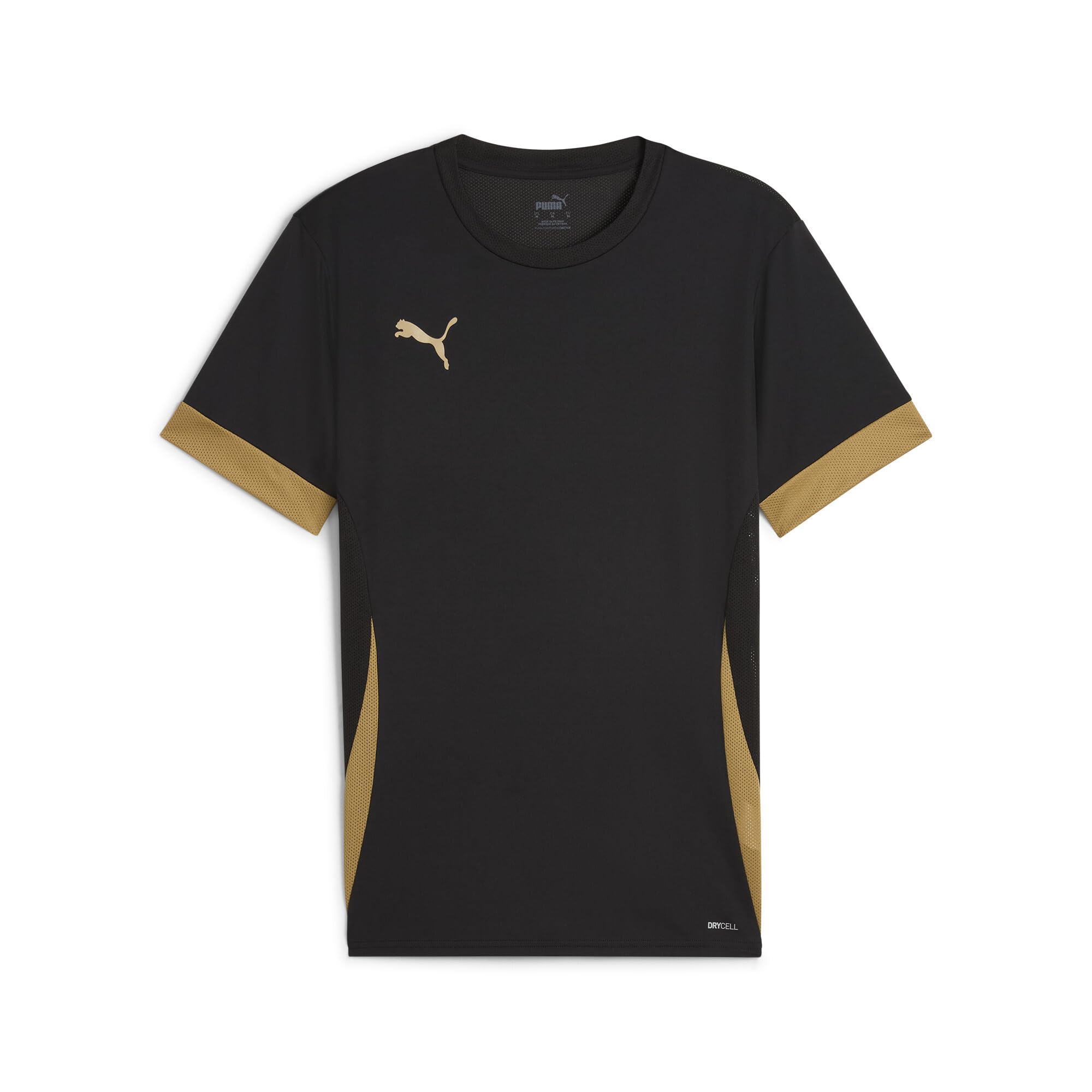 PUMA Unisex Teamgoal Matchday Jersey Jr Football Shirt, Puma Black-puma Gold-Matte Gold, 128 EU