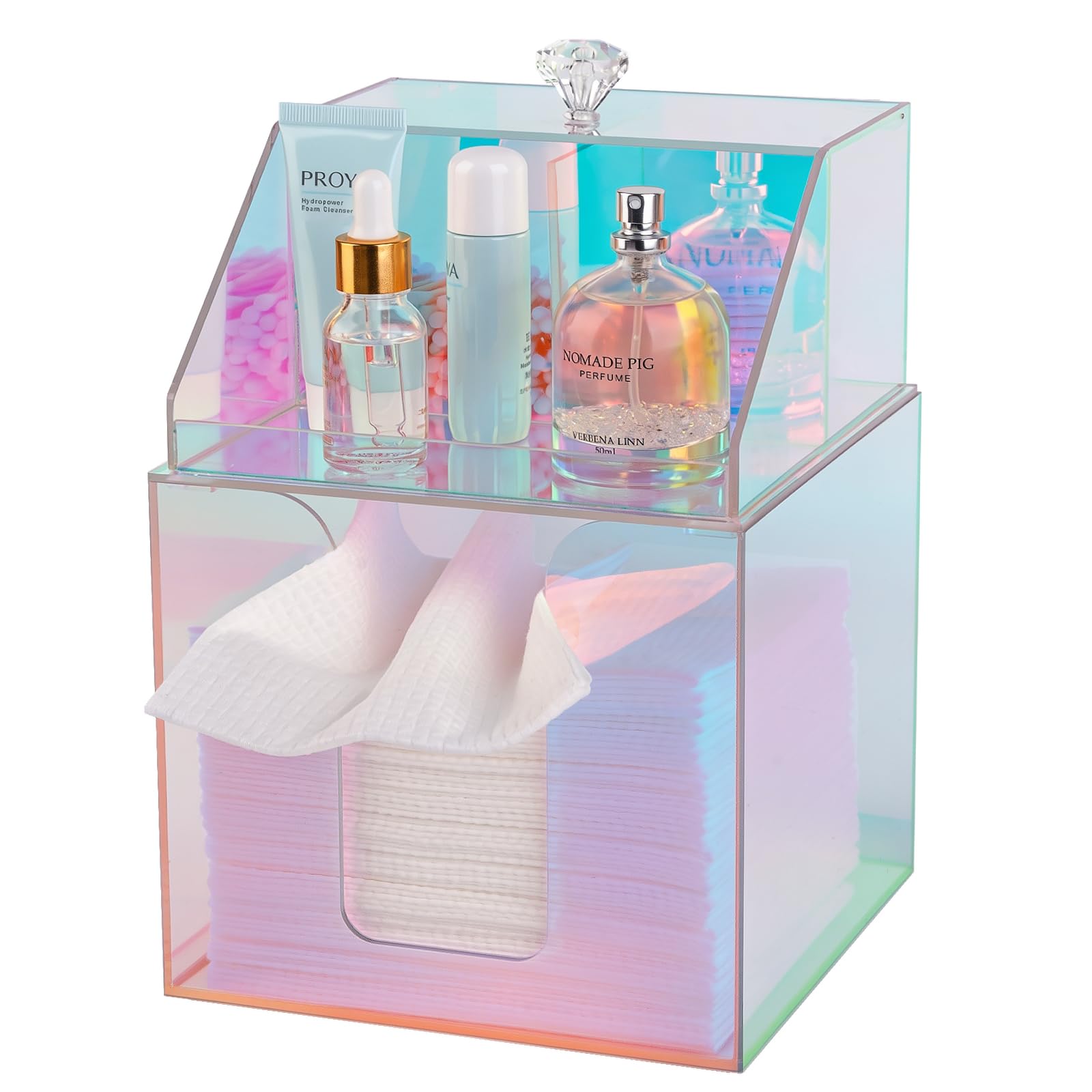 Photo 1 of Anyoifax Acrylic Cosmetic Organizer Box with Lid, Glossy Rainbow
