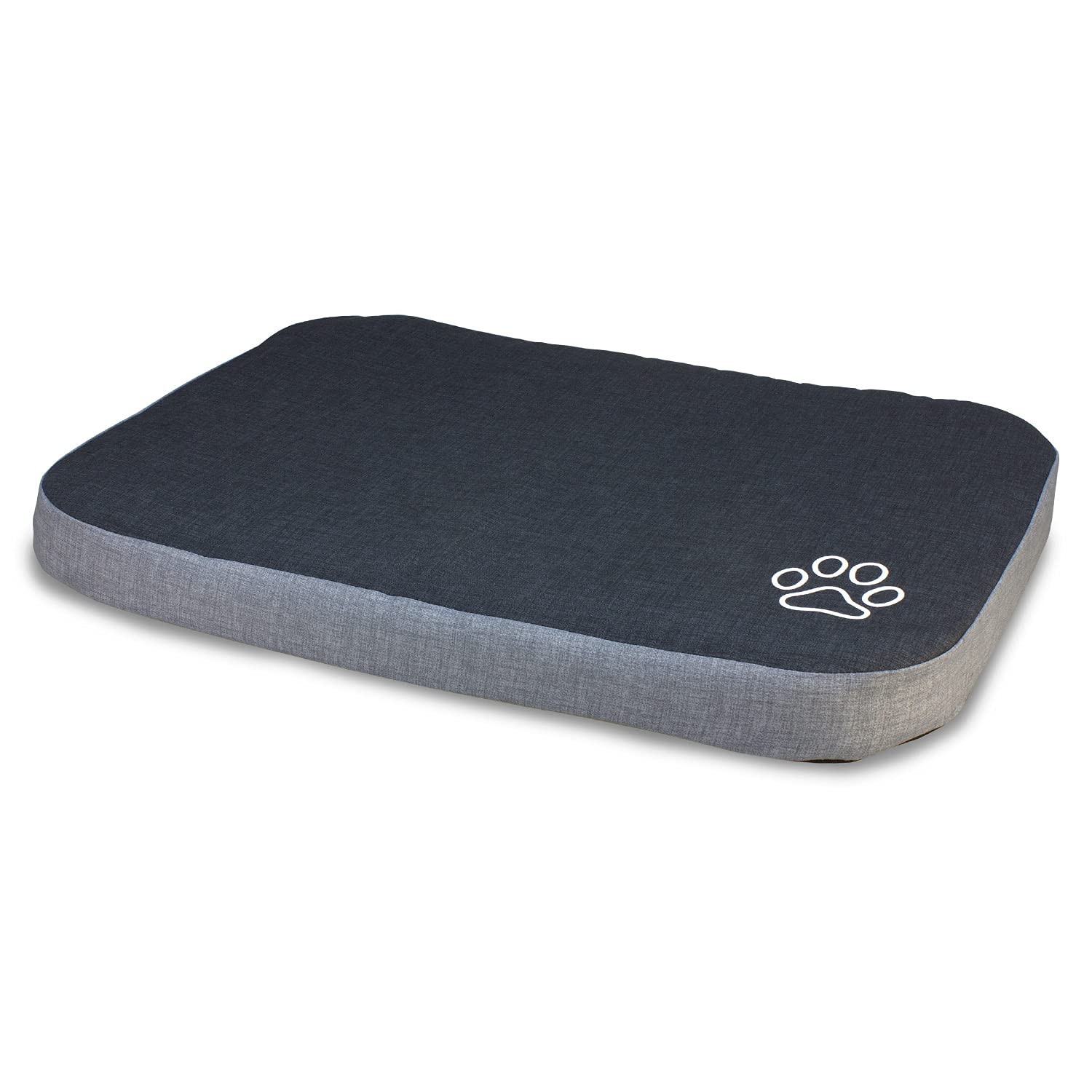 Arquivet Colchoneta Negra y Gris con Huella para Perros - 90 x 65 x 9 cm - Dog Bed - Cama Acolchada y cómoda - Se Puede Lavar - Camas para Mascotas - Cuna para Perros