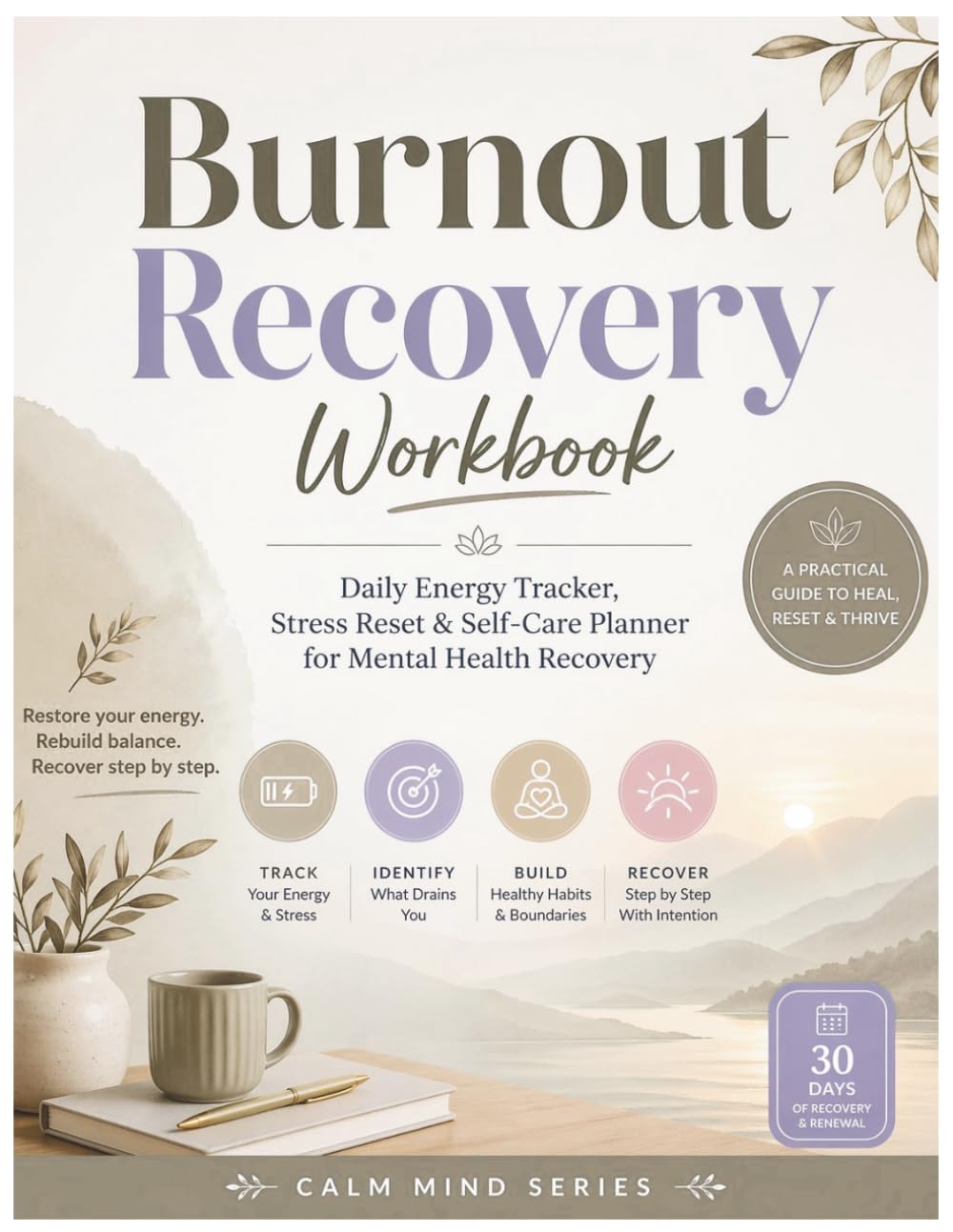 Burnout Recovery Workbook: Daily Energy Tracker, Stress Reset & Self-Care Planner for Mental Health Recov