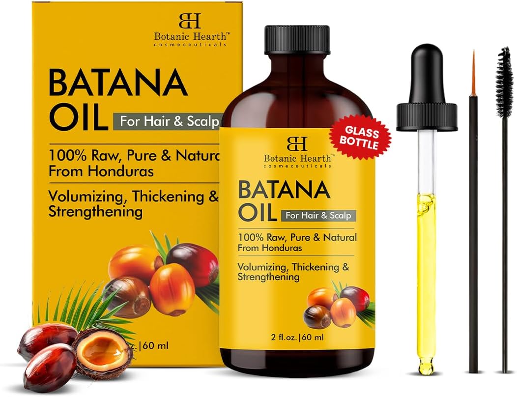 Botanic Hearth Raw Batana Oil for Hai for Hair Growth (2 fl oz) | 100% Pure and Unrefined Oil from Honduras | Promotes Thicker, Stronger Hair