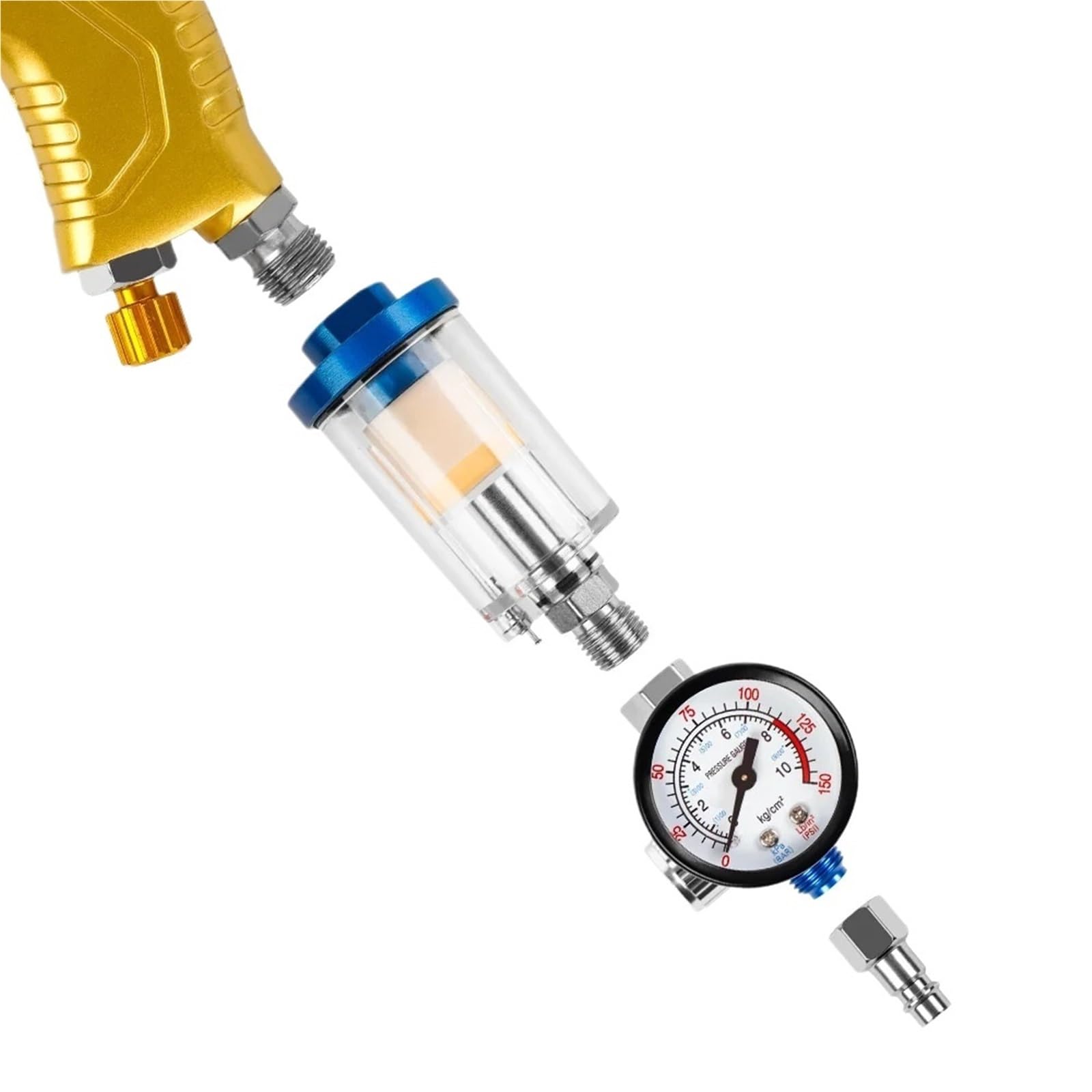 Filtr-regulator sprężarki powietrza, 1/4-calowy 2-w-1 wbudowany separator wody i oleju, regulator powietrza do narzędzi pneumatycznych w sprayu