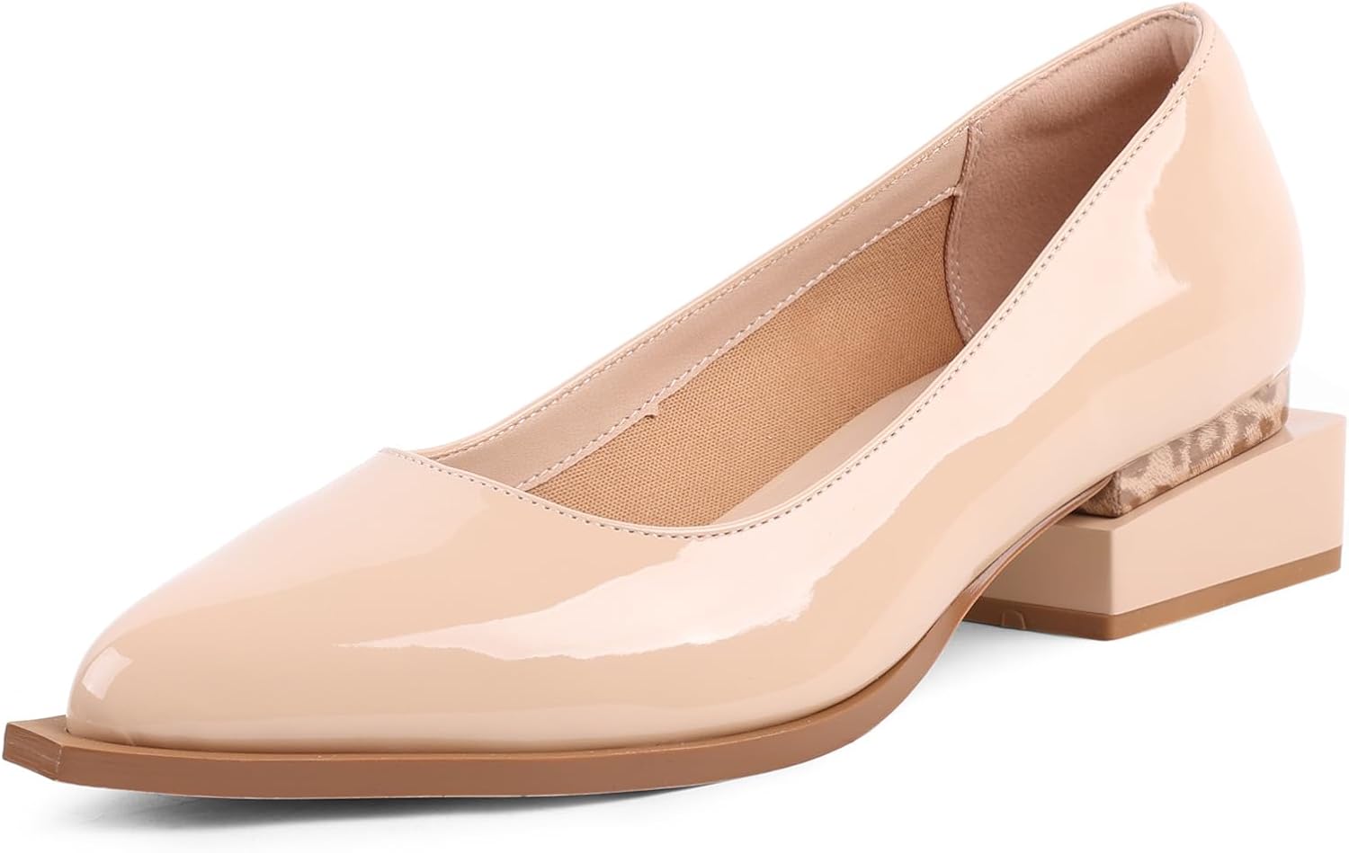 LingxiaUne Dress Shoes for Women, Comfortable Dressy Flats, Womens Chunky Heel Pumps with Arch Support and Pointed Toe