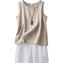 Linen Tank Tops for Women 2026 Summer Gauze Comfy Sleeveless Cotton Linen Shirts Loose Lightweight Casual Camisole