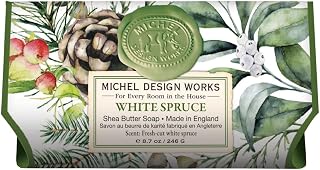 Michel Design Works White Spruce Large Bath Soap Bar - 8.7oz Triple-Milled Luxury Soap with Shea Butter, Handmade in England