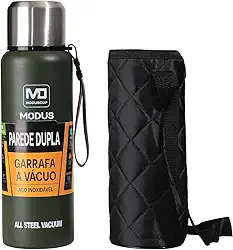 MODUS Garrafa Térmica De Aço Inoxidável Isolada A Vácuo Com Copo Portátil E Bolsa 1000ML(Verde)
