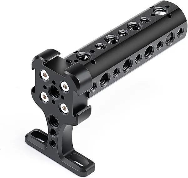 Zeadio Camera Top Handle Grip, Universal Adjustable Camera Handle with Mounting Points and Cold Shoe Mount for All Camera Cage, LED Lights, Microphones, etc