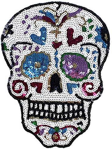 26x19 cm/10x8 inches Patches Pack Hand Sewing On Embroidered Patch Clothes Stickers Garment DIY Apparel Appliques Decal Sticker (Skull Head)