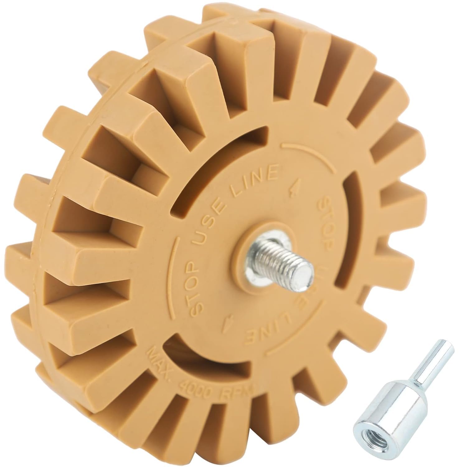 JCD Decal Remover Eraser Wheel Adhesive Remover with Adapter 4 Inch Rubber Eraser Wheel for Drill Removes Car Decal Vinyl Tape Graphics Pinstripe Sticker Remover