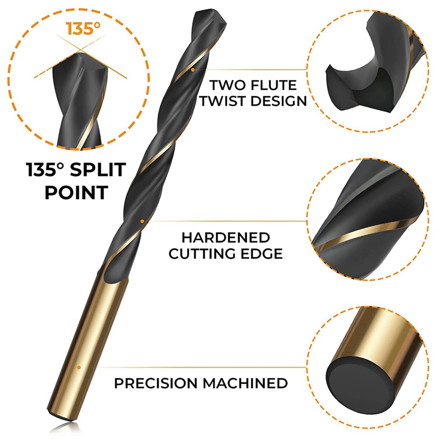 198 . Wiertło spiralne HSS 1,5 mm-10 mm, akcesoria do elektronarzędzi używane do obróbki metalu w drewnie - z pudełkiem