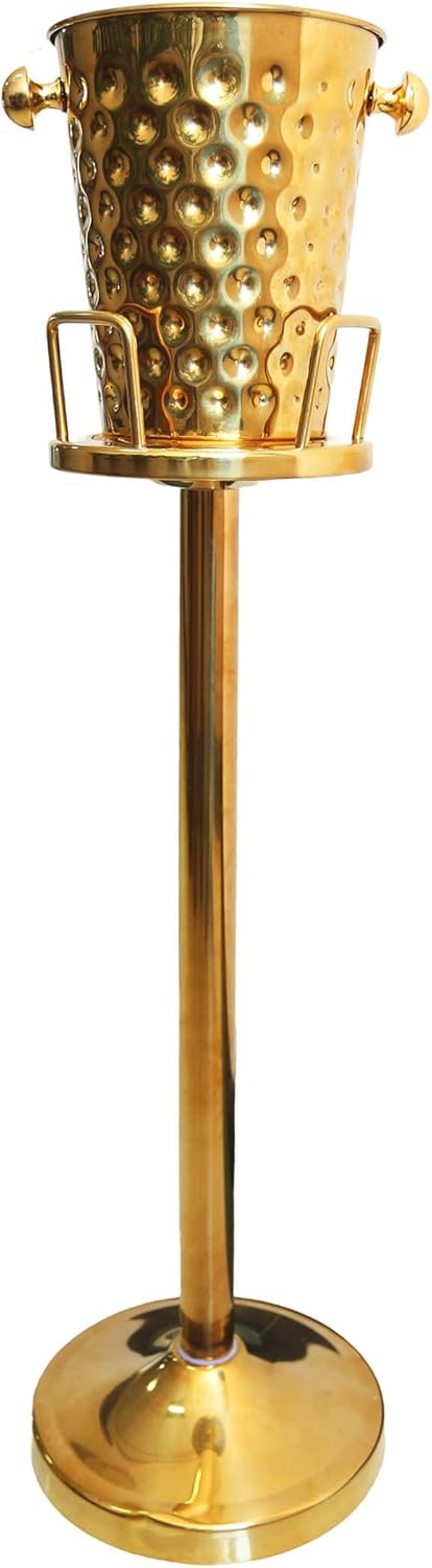 BARsics Luxury Floor-Standing 5-Quart Stainless Steel Champagne Ice Bucket Set Gold