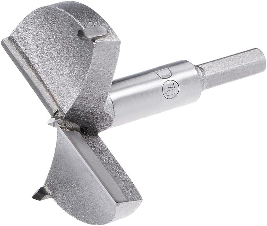 uxcell Forstner Drill Bits 70mm, Tungsten Carbide Wood Hole Saw Auger Opener, Woodworking Hinge Hole Drilling Boring Bit Cutter (Gray)