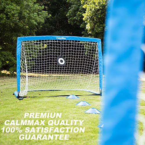 CalmMax Portable Soccer Goal 4x3 FT, Pop Up Soccer Goal Net with Aim Target | Agility Training Cones| Carry Bag - Outdoor Training Soccer Goal for Kids (Set of 2) - Thumbnail 4